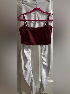 2 pc Victoria's Secret Satin bralette in Deep Wine/Alo leggings sz L